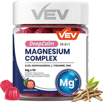 Deep Calm Magnesium Complex Gummies - 14 in 1 Ingredients For A Calmer Daily Routine (90 Gummies)